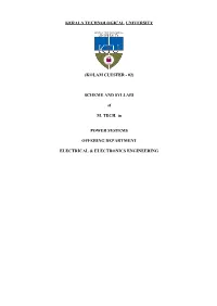 SCHEME and SYLLABI of M. TECH. in POWER SYSTEMS OFFERING