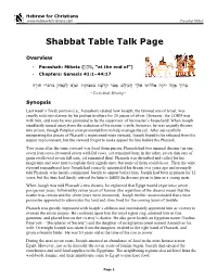 Shabbat Table Talk for Miketz