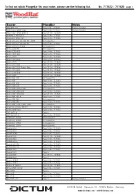 To Find out Which Plungebar Fits Your Router, Please See the Following List