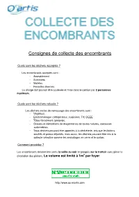 Consignes De Collecte Des Encombrants