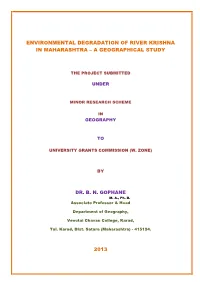 Environmental Degradation of River Krishna in Maharashtra – a Geographical Study