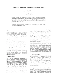 Esports - Professional Cheating in Computer Games