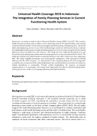Universal Health Coverage 2019 in Indonesia: the Integration of Family Planning Services in Current Functioning Health System