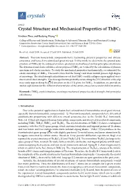 Crystal Structure and Mechanical Properties of Thbc2