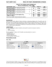 Fact Sheet 2021 Field of Study: Engineering Studies