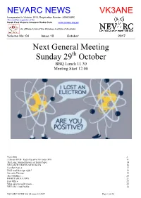 NEVARC NEWS VK3ANE Next General Meeting Sunday 29 October
