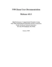 Nwchem User Documentation Release 4.0.1