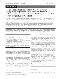 Activated Receptor&#X00a0;4 Ala120thr Variant Alters Platelet Responsiveness to Low&#X2010