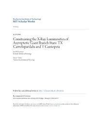 Constraining the X-Ray Luminosities of Asymptotic Giant Branch Stars: TX Camelopardalis and T Cassiopeia Joel H