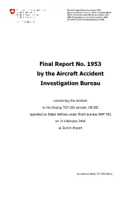 Final Report No. 1953 by the Aircraft Accident Investigation Bureau