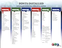 Fonts Installed with Each Windows OS