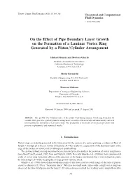 On the Effect of Pipe Boundary Layer Growth on the Formation of a Laminar Vortex Ring Generated by a Piston/Cylinder Arrangement