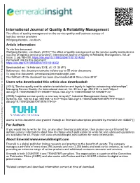 The Effect of Quality Management on the Service Quality and Business