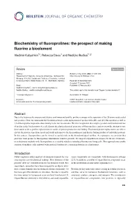 Biochemistry of Fluoroprolines: the Prospect of Making Fluorine a Bioelement