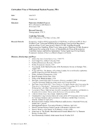 Curriculum Vitae of Mohammad Hashem Pesaran, FBA