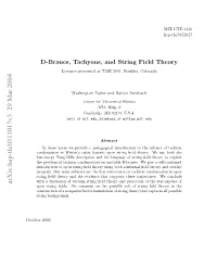D-Branes, Tachyons, and String Field Theory