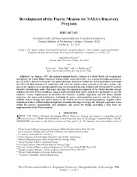 Development of the Psyche Mission for NASA's Discovery Program