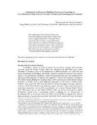 Exploring the Utilization of Buddhist Practices in Counseling for Two Different Groups of Service Providers (Monks and Psychologists) in Cambodia