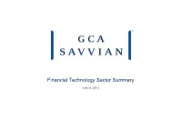 Financial Technology Sector Summary