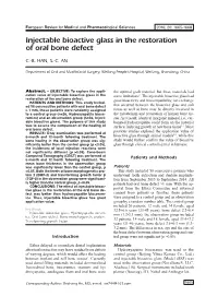 Injectable Bioactive Glass in the Restoration of Oral Bone Defect