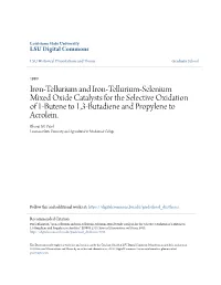 Iron-Tellurium and Iron-Tellurium-Selenium Mixed Oxide Catalysts for the Selective Oxidation of 1-Butene to 1,3-Butadiene and Propylene to Acrolein