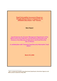 Rapid Vulnerability Assessment Report on Drought Affected Areas in Tanzania for the 2004/2005 Short Rains “Vuli” Season