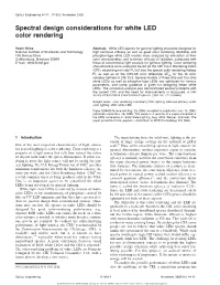 Spectral Design Considerations for White LED Color Rendering