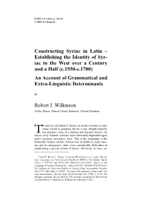 Constructing Syriac in Latin