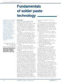 Fundamentals of Solder Paste Technology Fundamentalsfundamentals Ofof Soldersolder Pastepaste Technologytechnology