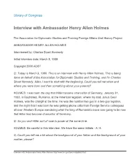 Interview with Ambassador Henry Allen Holmes