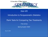 Stat 425 Introduction to Nonparametric Statistics Rank Tests For