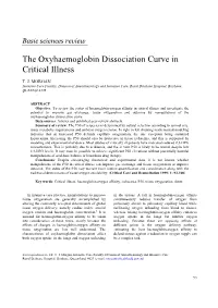 The Oxyhaemoglobin Dissociation Curve in Critical Illness