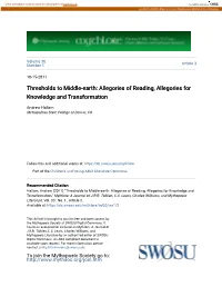 Thresholds to Middle-Earth: Allegories of Reading, Allegories for Knowledge and Transformation