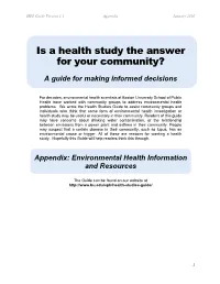 Appendix: Environmental Health Information and Resources