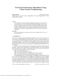 Evolving Evolutionary Algorithms Using Linear Genetic Programming