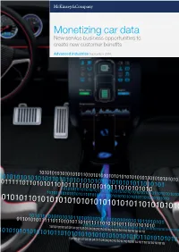 Monetizing Car Data New Service Business Opportunities to Create New Customer Benefits