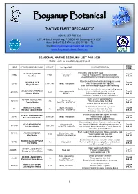 NATIVE SEEDLING LIST for 2021 Order Early to Avoid Disappointment