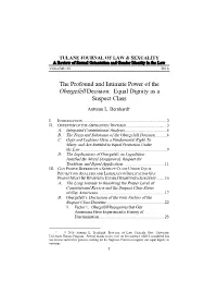 The Profound and Intimate Power of the Obergefell Decision: Equal Dignity As a Suspect Class