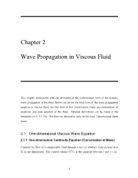 Chapter 2 Wave Propagation in Viscous Fluid