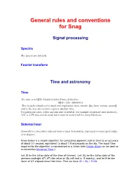 General Rules and Conventions for Snag