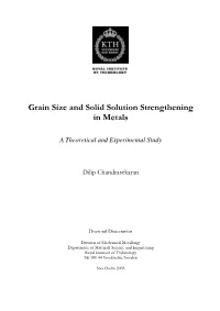Grain Size and Solid Solution Strengthening in Metals