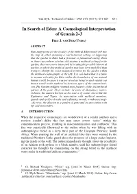 In Search of Eden: a Cosmological Interpretation of Genesis 2–3