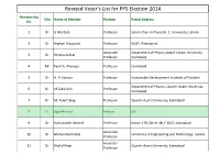 Revized Voter's List for PPS Election 2014 Membership Title Name of Member Position Postal Address No