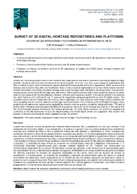Survey of 3D Digital Heritage Repositories and Platforms