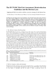 The IUCN/SSC Red List Assessment, Reintroduction Guidelines and the Iberian Lynx Applying the Red List Criteria to Define a Recovery Strategy for the Iberian Lynx
