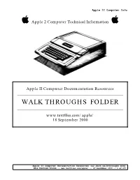 WALK THROUGHS FOLDER ———————————————— 18 September 2000