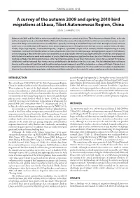 A Survey of the Autumn 2009 and Spring 2010 Bird Migrations at Lhasa, Tibet Autonomous Region, China JOHN D