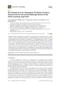 Development of an Automated Visibility Analysis Framework for Pavement Markings Based on the Deep Learning Approach
