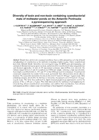 Diversity of Toxin and Non-Toxin Containing Cyanobacterial Mats of Meltwater Ponds on the Antarctic Peninsula : a Pyrosequencing