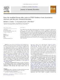 Does the Modified Stroop Effect Exist in PTSD?